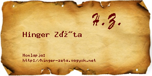 Hinger Zéta névjegykártya